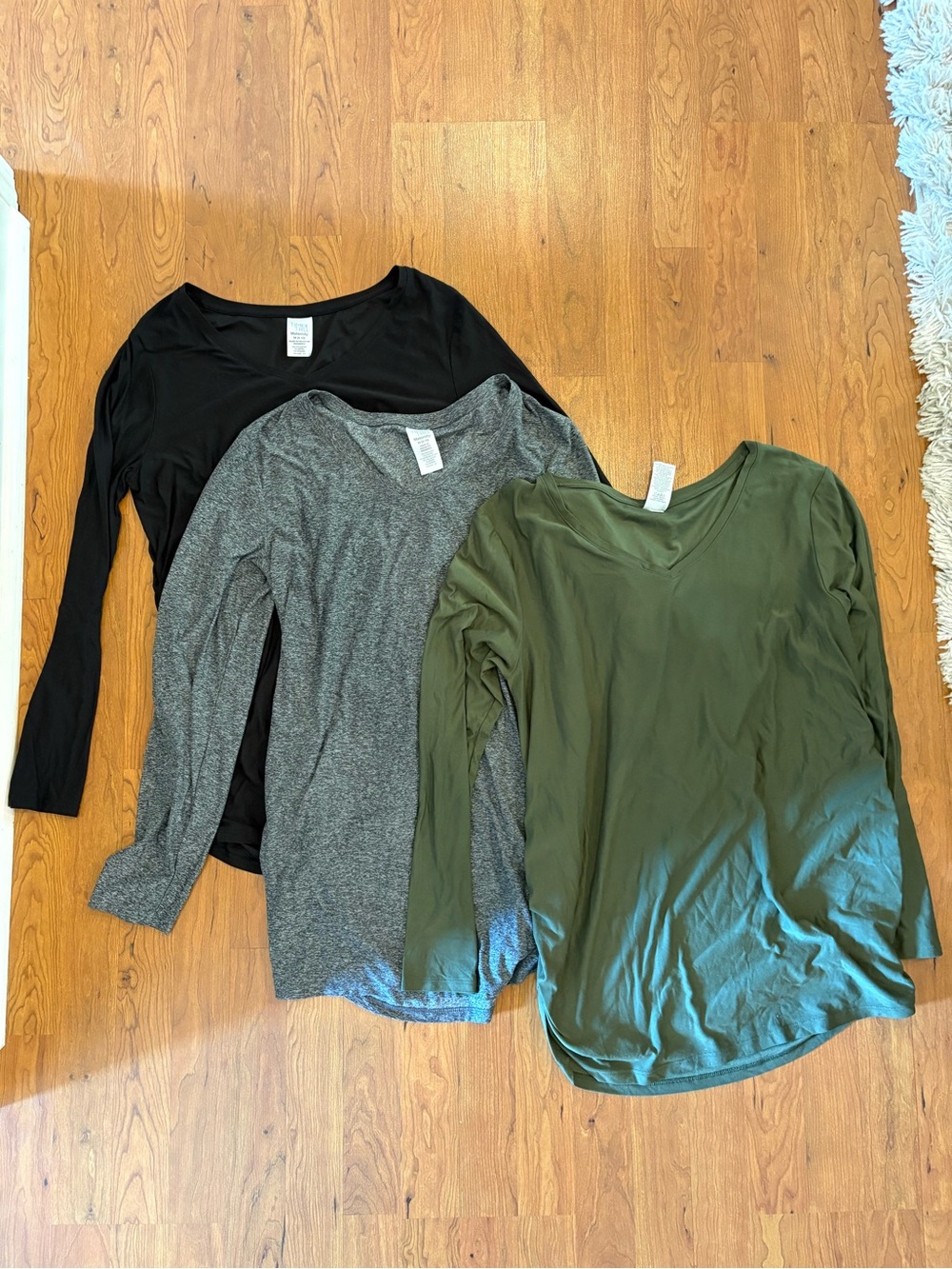 Women’s Maternity V-Neck Long Sleeve Top - Olive Green, Heather Grey, Black